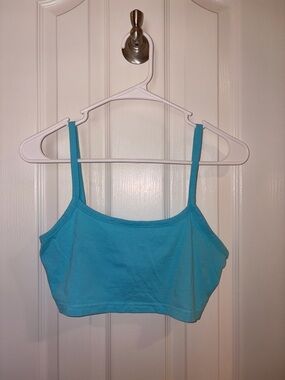 H&M Divided Bright Turquoise Cropped Tank Top